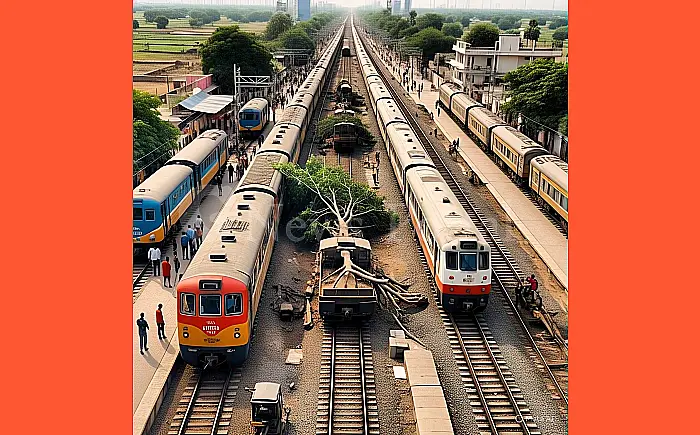 बड़ौदा मंडल में पटरी पर पेड़ गिरने से कोटा में घंटों लेट हुईं एक दर्जन ट्रेनें