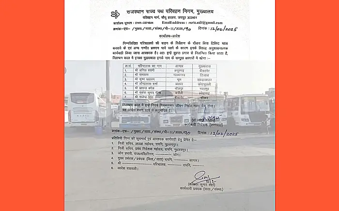 राजस्थान रोडवेज की बड़ी कार्रवाई: 7 बस परिचालक निलंबित