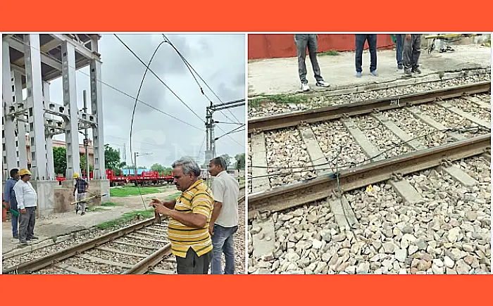टूटे बिजली के तार, दुरंतो एक्सप्रेस भी अटकी, एक घंटे से अधिक समय तक रेल संचालन प्रभावित