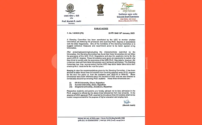 पैसे दो डिग्री लो… फर्जी डिग्री बांटने के मामले में UGC ने राजस्थान की तीन यूनिवर्सिटी पर लगाया बैन