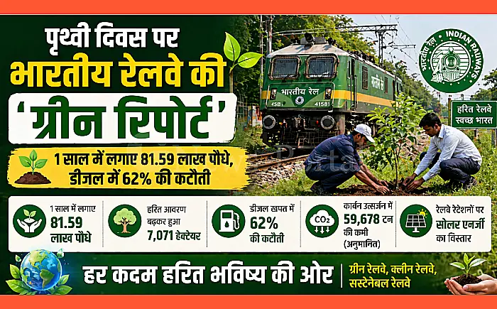 पृथ्वी दिवस पर भारतीय रेलवे की 'ग्रीन रिपोर्ट': 1 साल में लगाए 81.59 लाख पौधे, डीजल में 62% की कटौती