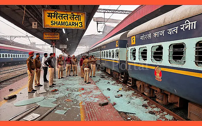 शामगढ़ में राजधानी और देहरादून एक्सप्रेस पर पथराव, स्लीपर कोच के कांच टूटे