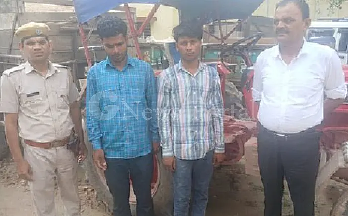 अवैध बजरी परिवहन करते दो ट्रैक्टर ट्रॉली जब्त, दो चालक गिरफ्तार